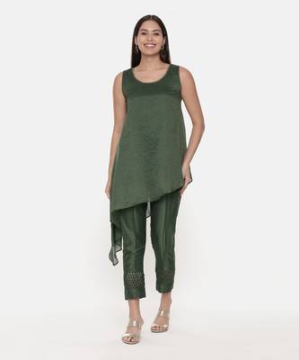 Green Chanderi Kota Co-Ord Set 3