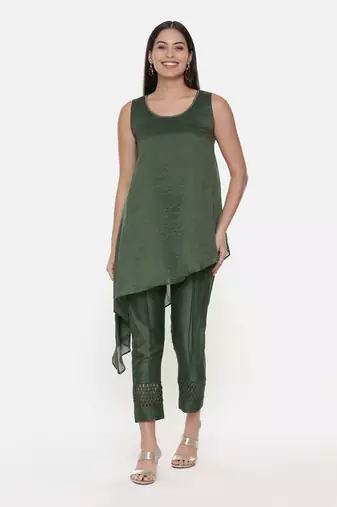 Green Chanderi Kota Co-Ord Set