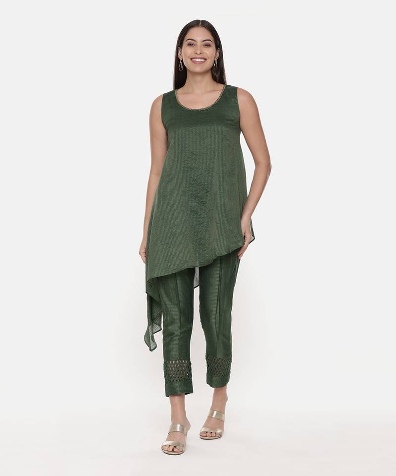 Green Chanderi Kota Co-Ord Set