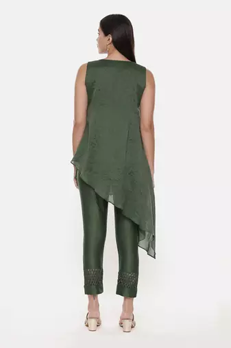 Green Chanderi Kota Co-Ord Set