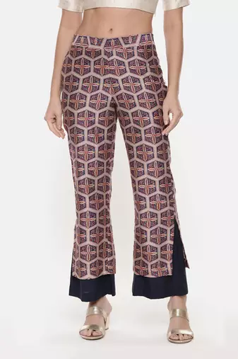 Red Blue Silk Chanderi Print Co-Ord Set