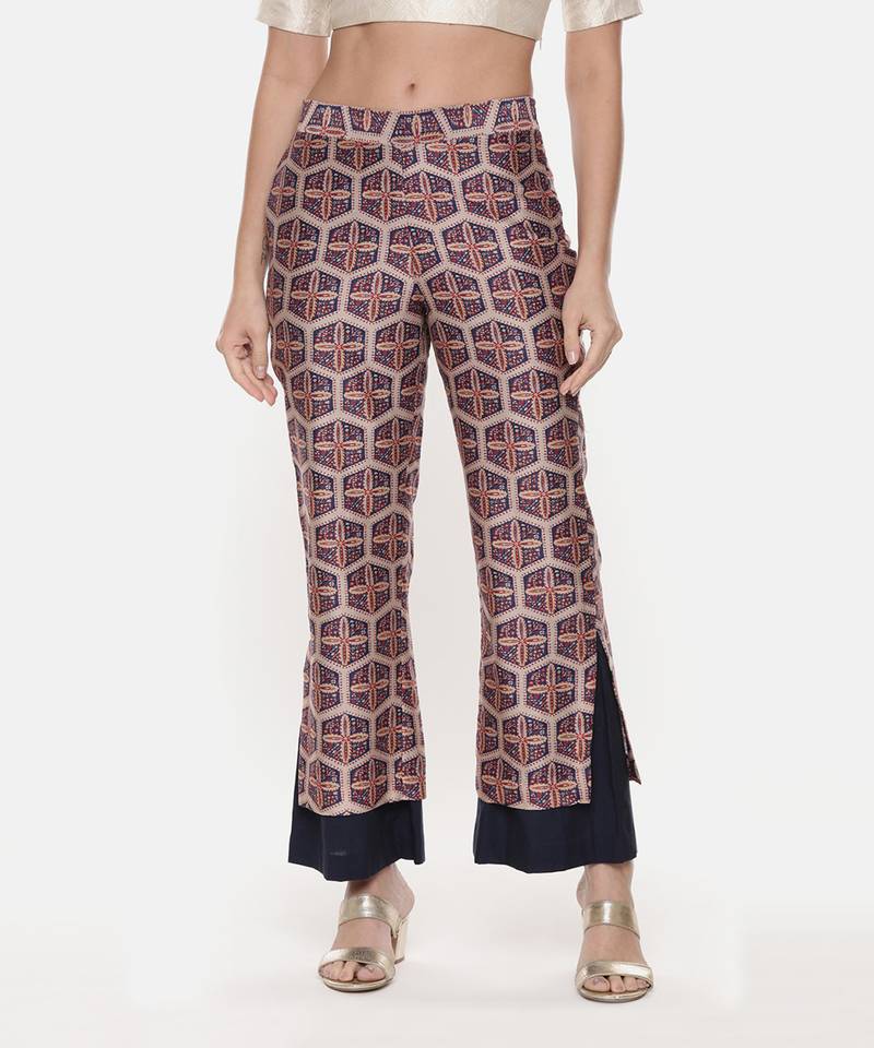 Red Blue Silk Chanderi Print Co-Ord Set