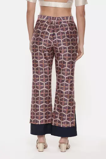 Red Blue Silk Chanderi Print Co-Ord Set