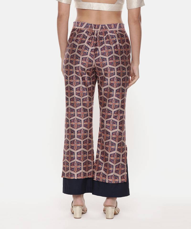 Red Blue Silk Chanderi Print Co-Ord Set