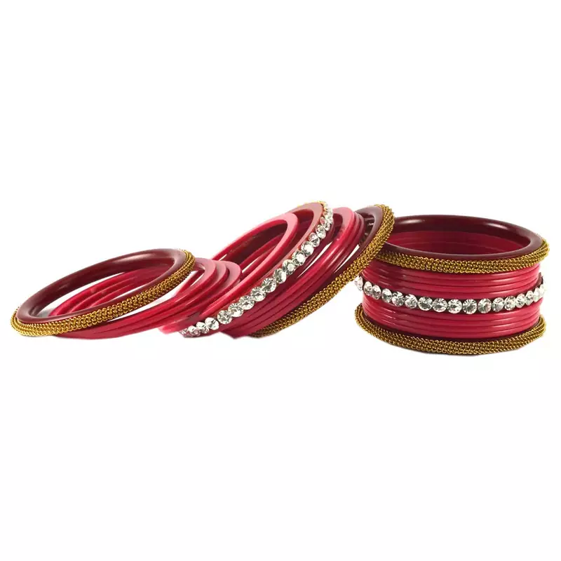 Extra Large Size Brass And Acrylic Bangle Color Gajri