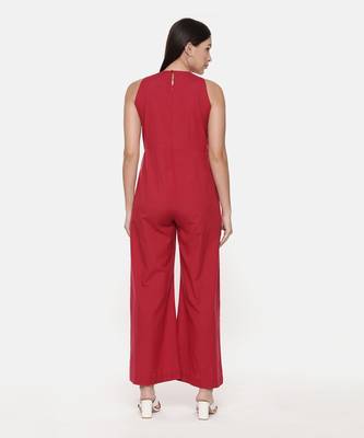 Red Cotton Stylish Jumpsuit 4