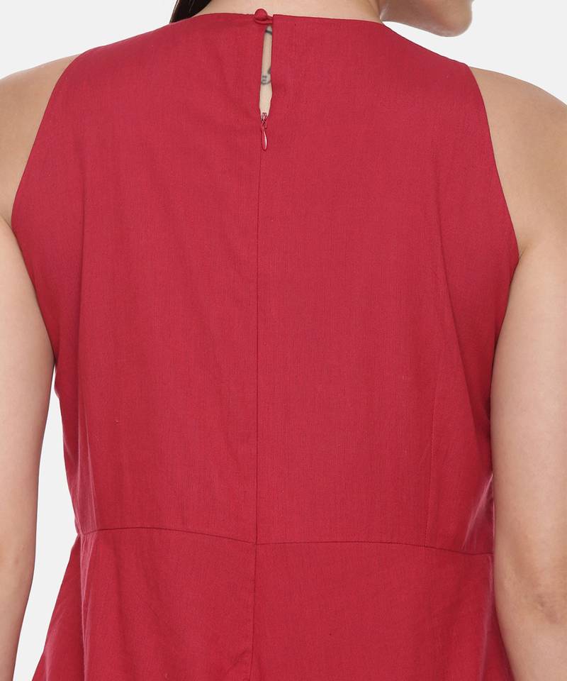 Red Cotton Stylish Jumpsuit