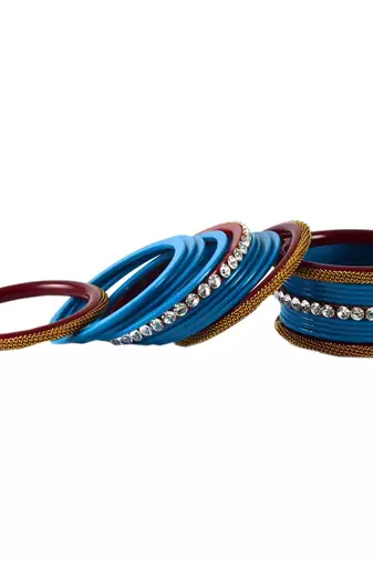 Extra Large Size Brass And Acrylic Bangle Color Blue