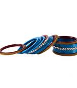 Extra Large Size Brass And Acrylic Bangle Color Blue