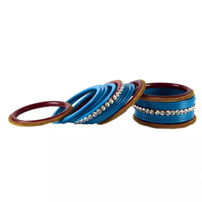 Extra Large Size Brass And Acrylic Bangle Color Blue