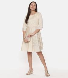 Silk Cotton Beige Short Dress
