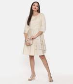 Silk Cotton Beige Short Dress