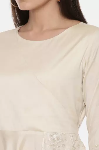 Silk Cotton Beige Short Dress