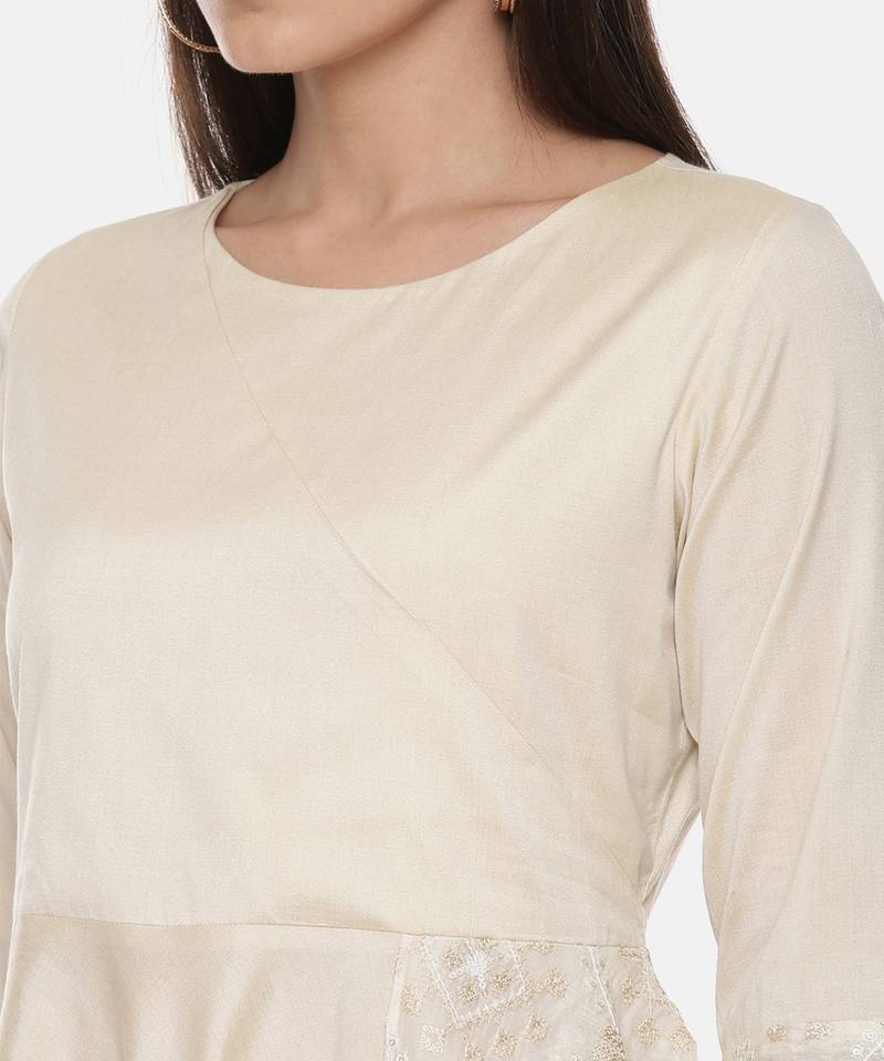 Silk Cotton Beige Short Dress