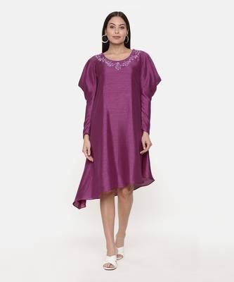 Silk Slub Wine Dress 1