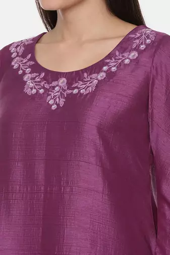 Silk Slub Wine Dress