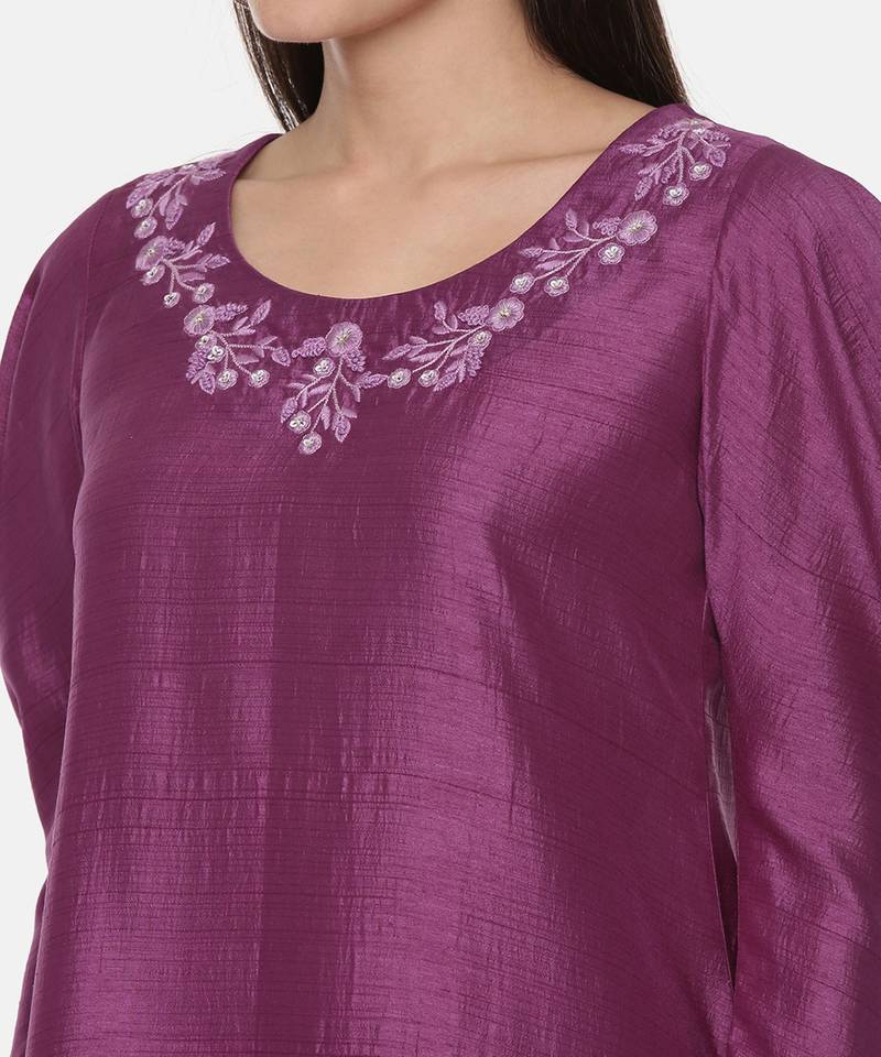 Silk Slub Wine Dress