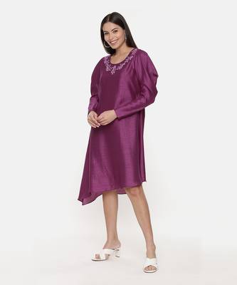 Silk Slub Wine Dress 3
