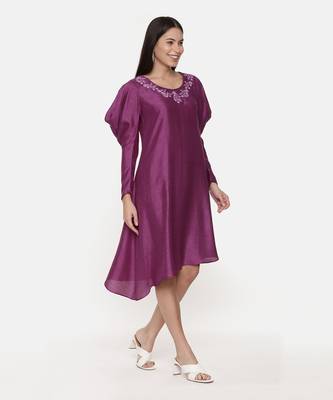 Silk Slub Wine Dress 4