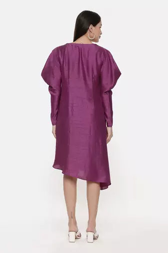 Silk Slub Wine Dress