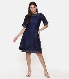 Silk Slub Blue Short Dress