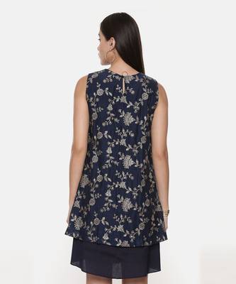 Blue Embroidred Chanderi Dress 6