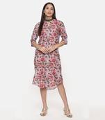 Asymetric Linen Cotton Print Dress
