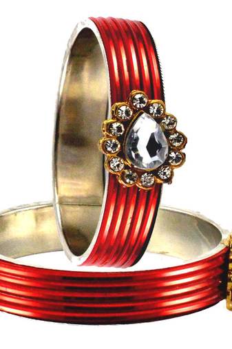 Extra Large Size Brass And Metal Bangle Color Red