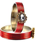 Extra Large Size Brass And Metal Bangle Color Red
