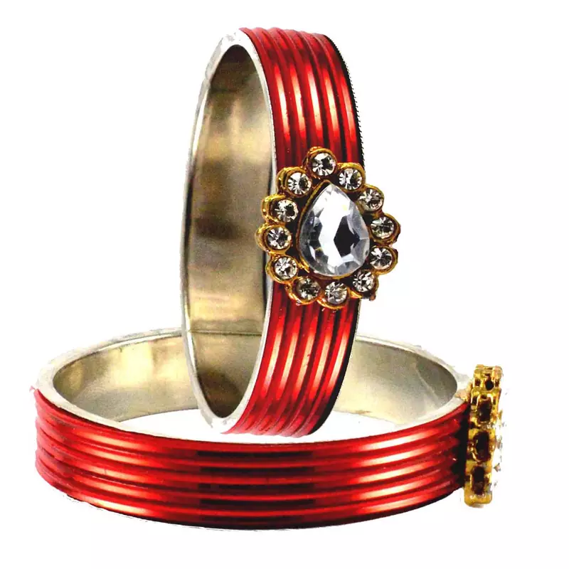 Extra Large Size Brass And Metal Bangle Color Red