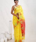 Yellow Matka Silk Saree With Blouse Piece