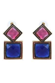 Vidhi White and Blue Stone in Gold Plated Stud Earrings