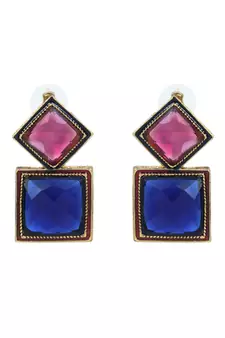 Vidhi White and Blue Stone in Gold Plated Stud Earrings
