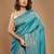 Blue Mulberry Silk Saree With Blouse Piece