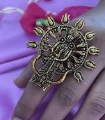 Gypsy ring lord skanda murugan design unique and stylish gold plated afghani big ring for women