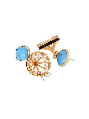Gold plated blue stone jhumkas earring 4