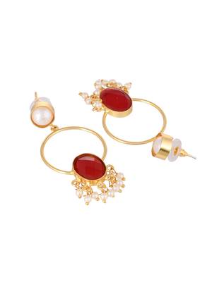 Gold plated red stone drop earring 3