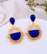 Gold plated blue stone drop earring