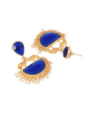 Gold plated blue stone drop earring 3