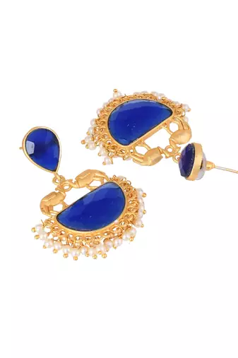 Gold plated blue stone drop earring