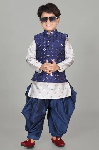 Mirror work kurta waistcoat and patiyala set