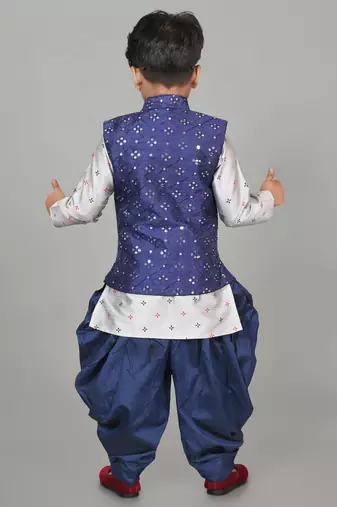 Mirror work kurta waistcoat and patiyala set