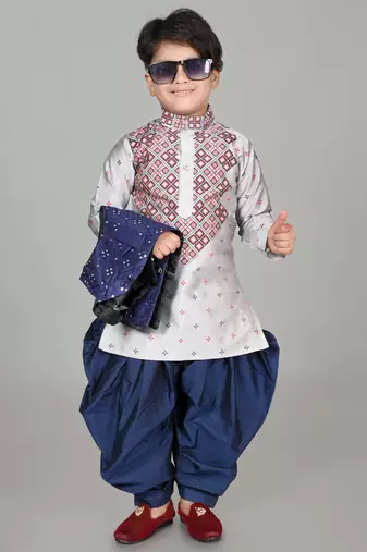 Mirror work kurta waistcoat and patiyala set