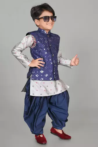 Mirror work kurta waistcoat and patiyala set