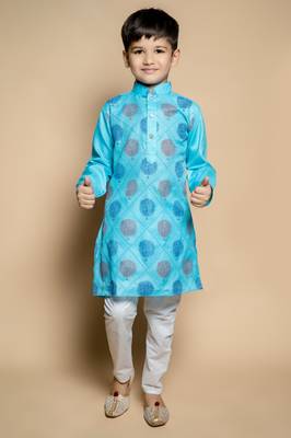 printed colored kurta and pajama set for boys best for ethnic wear party wear,wedding wear. 1