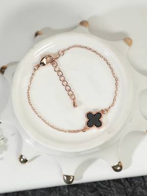 Aquastreet ritzy black clover bracelet for women & girls 1