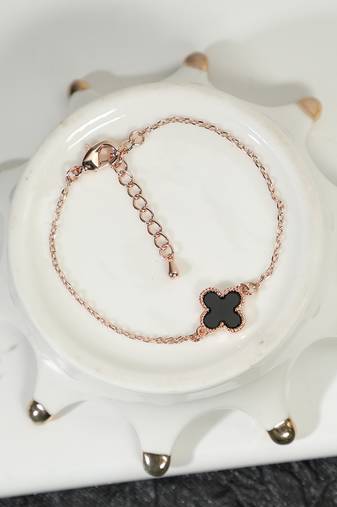 Aquastreet ritzy black clover bracelet for women & girls