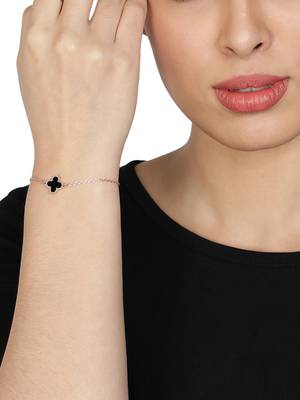 Aquastreet ritzy black clover bracelet for women & girls 2