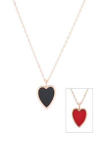 Aquastreet reversible black & red heart (2 in 1) pendant necklace/chain for women & girls