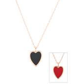 Aquastreet reversible black & red heart (2 in 1) pendant necklace/chain for women & girls